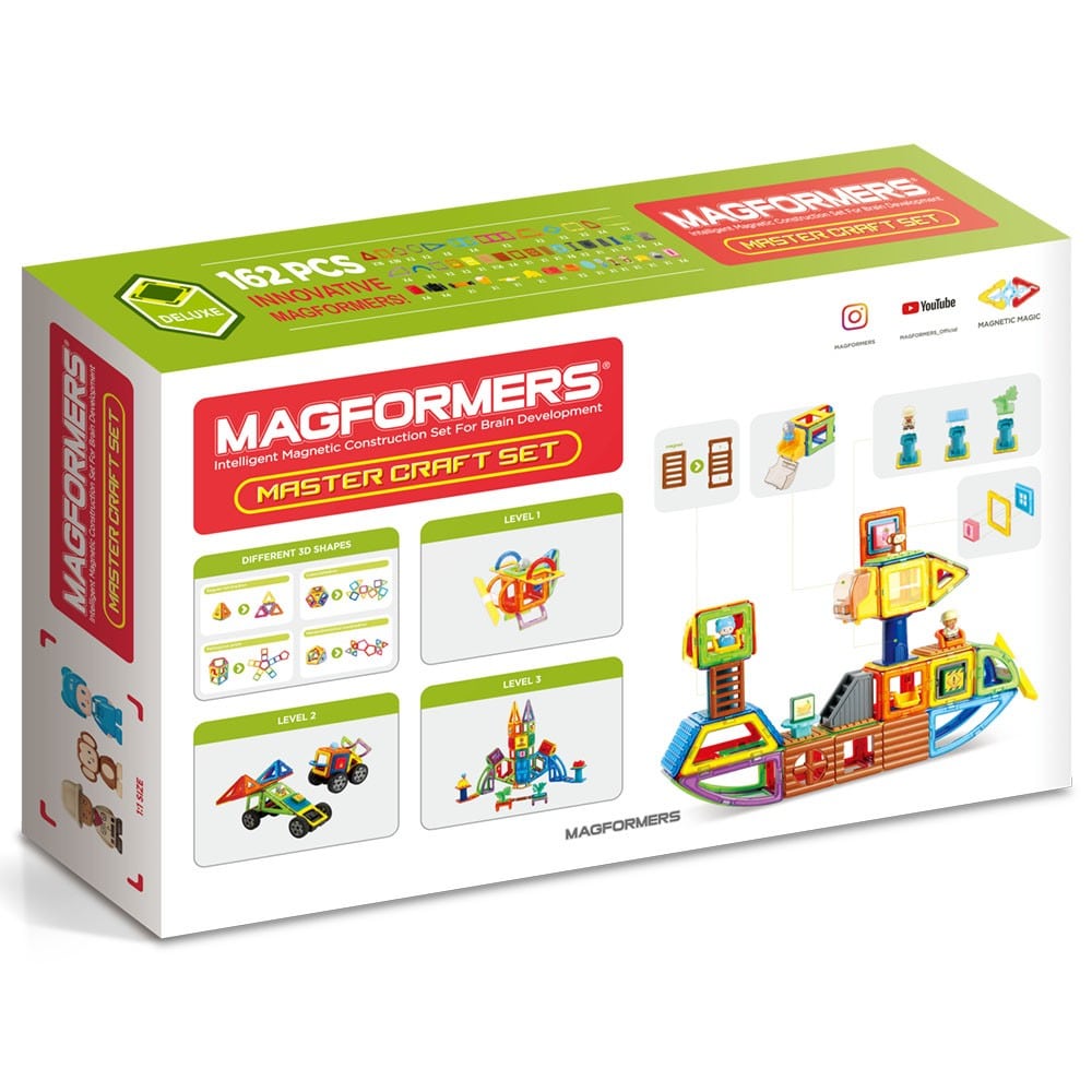 Joc de constructie magnetic Magformers Master Craft Set - Gigantic, 162 piese