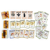 A Bang! Dodge City teljes játéktartalma: szerepkártyák, golyójelzők, különböző karakterkártyák, fegyverek és akciók, például Fedelék, Ütés, Tequila és Vérengzés lapok.