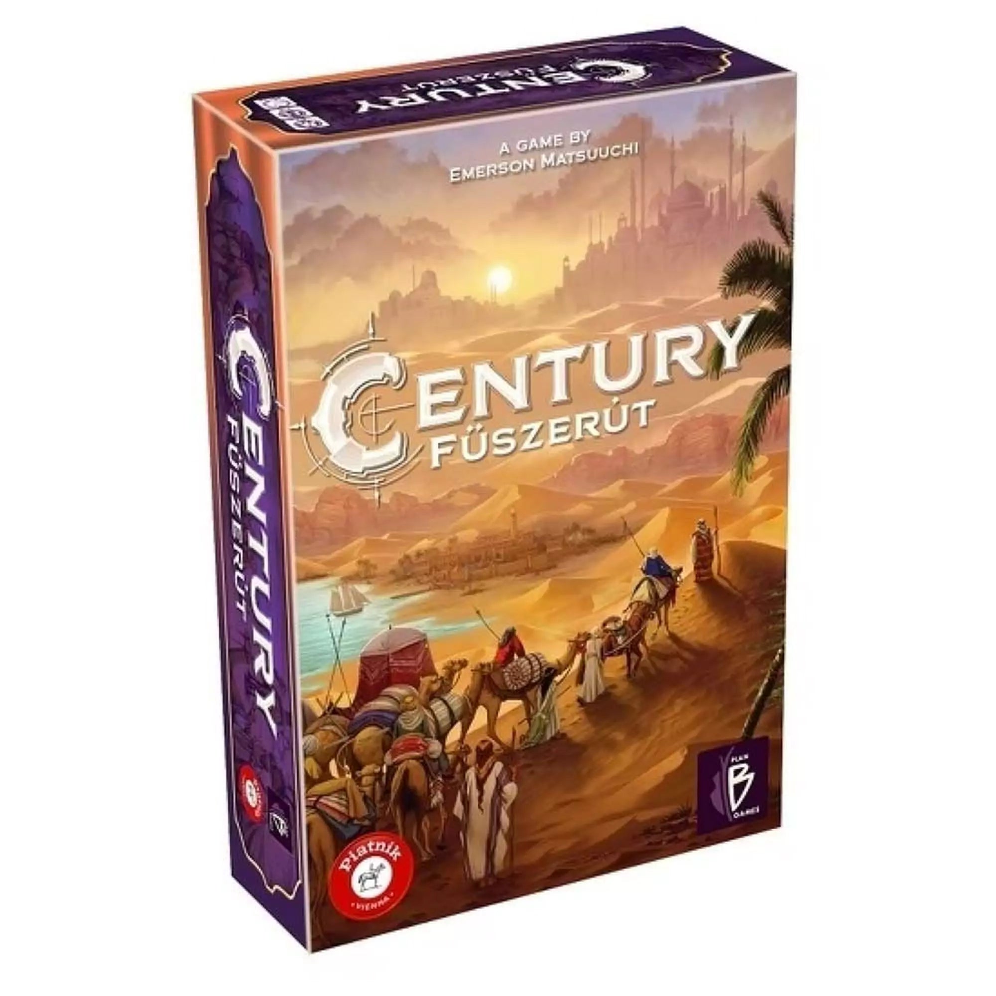A Century: Fűszerút társasjáték doboza, ami a sivatagi fűszerkereskedelem izgalmas világába vezet.