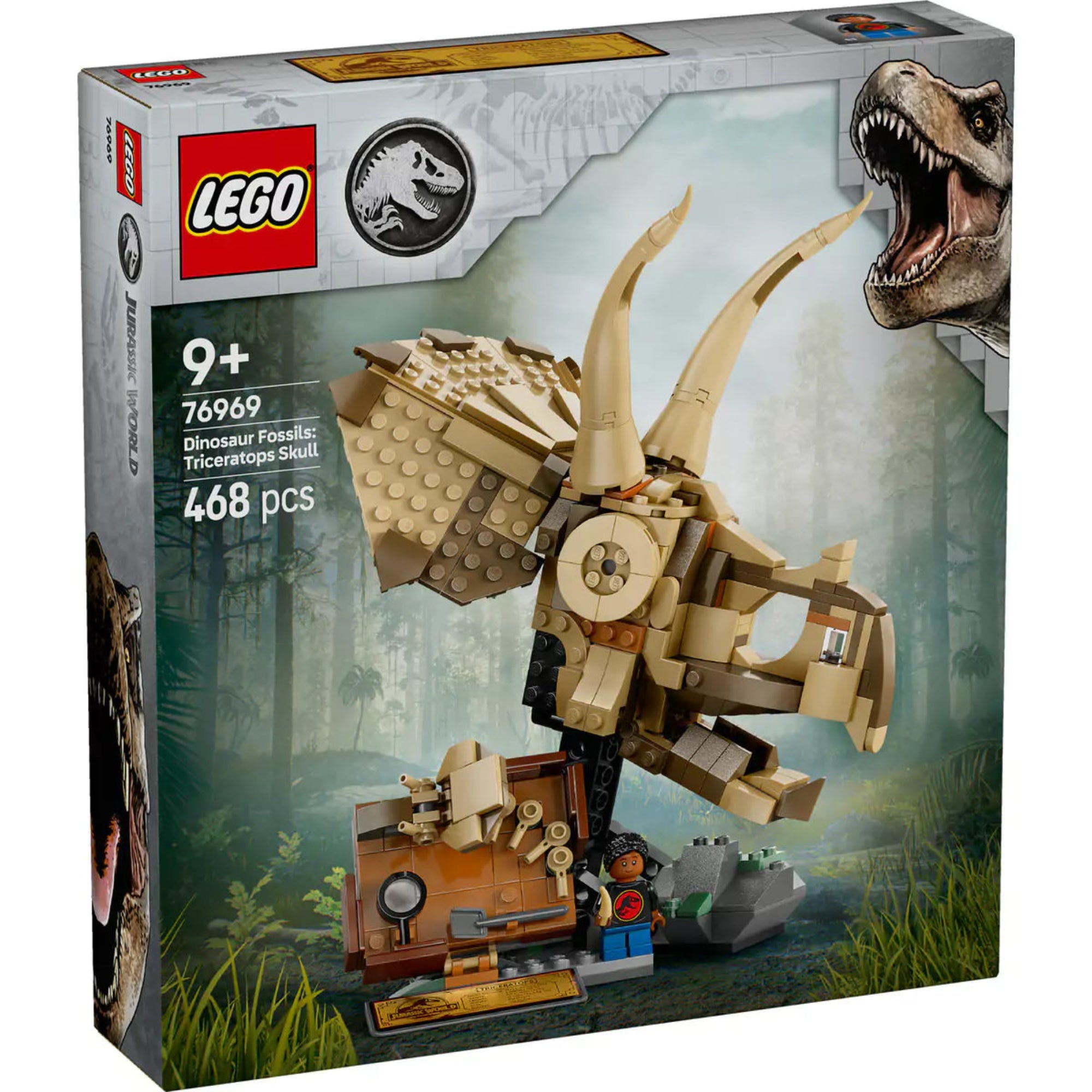 LEGO Jurassic World Dinómaradványok: Triceratops-koponya (76969) dobozkép, amely bemutatja a részletgazdag építőkészletet és a Triceratops-koponya modellt.