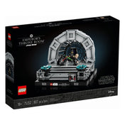 A LEGO Star Wars Császári trónterem dioráma (75352) dobozának eleje, rajta a teljes építmény képe, valamint a Star Wars és 40 év Return of the Jedi logó, 807 darabos készlet jelöléssel.