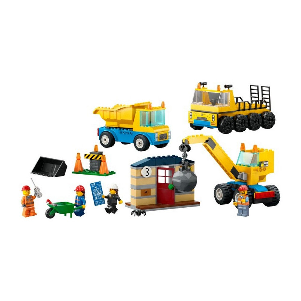 LEGO City Camioane de constructie si macara cu bila pentru demolari 60391