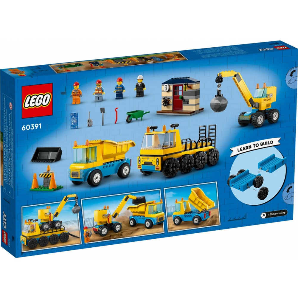 LEGO City Camioane de constructie si macara cu bila pentru demolari 60391, 235 piese