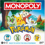 Monopoly Pokémon doboza, rajta a négy fő Pokémon karakter és a logók.