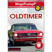 A képen a MegaTrumpf: Oldtimer kvartett kártyajáték csomagolása látható. A doboz elején egy gyönyörű, piros Ford Mustang oldtimer autó szerepel, amely tökéletesen visszaadja a veterán autók varázsát. A „Veterán Autó és Motor” logó és a Piatnik embléma is jól kivehető, utalva a játék hivatalos és minőségi kiadására. A háttér letisztult, így az autó igazán hangsúlyossá válik a borítón.