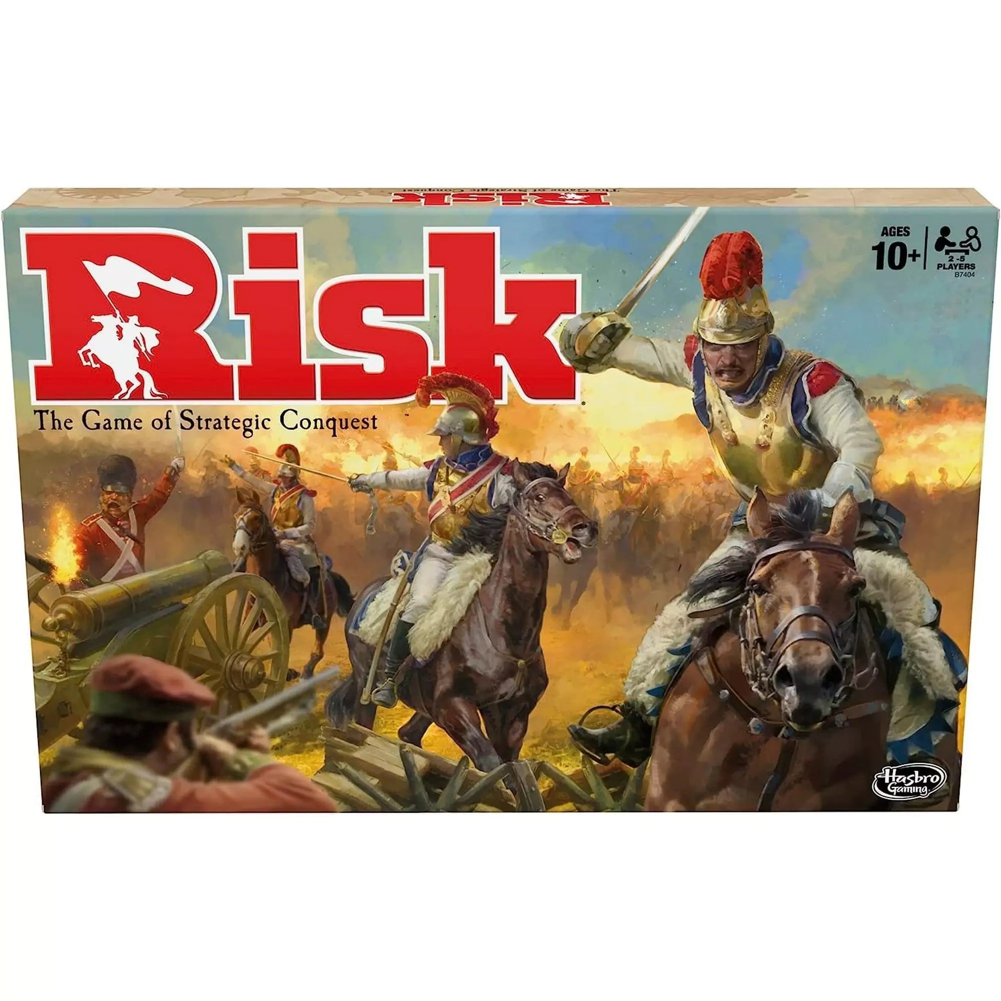 A Risk társasjáték doboza, amely stratégiai hódításokat ígér a játékosoknak egy izgalmas világuralmi harcban.