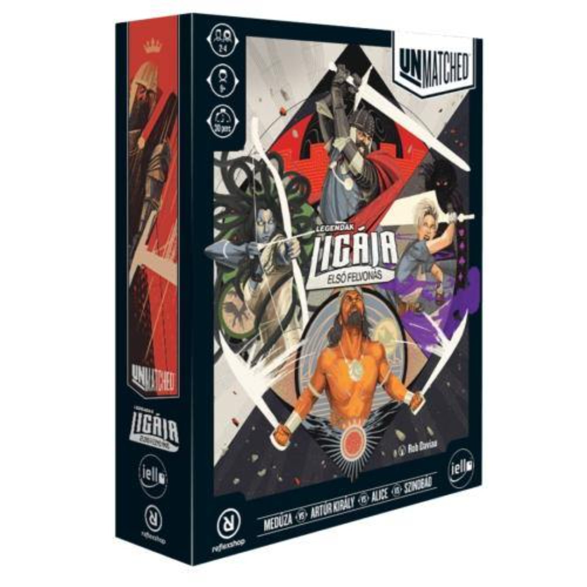 Unmatched doboz – Az Unmatched társasjáték doboza, amely ikonikus karaktereket és izgalmas stratégiai összecsapásokat kínál.