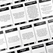 Az Aki hülye, haljon meg! társasjáték történeteket és igaz-hamis feladatokat tartalmazó kártyái