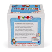: A BrainBox – Matematica pentru cei mici játék dobozának hátoldala, amely bemutatja a játék tartalmát és ismertető szöveget tartalmaz román nyelven.