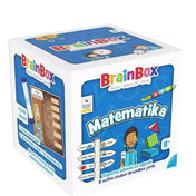 BrainBox Matematika társasjáték doboz, kék alapszínnel és színes illusztrációkkal.