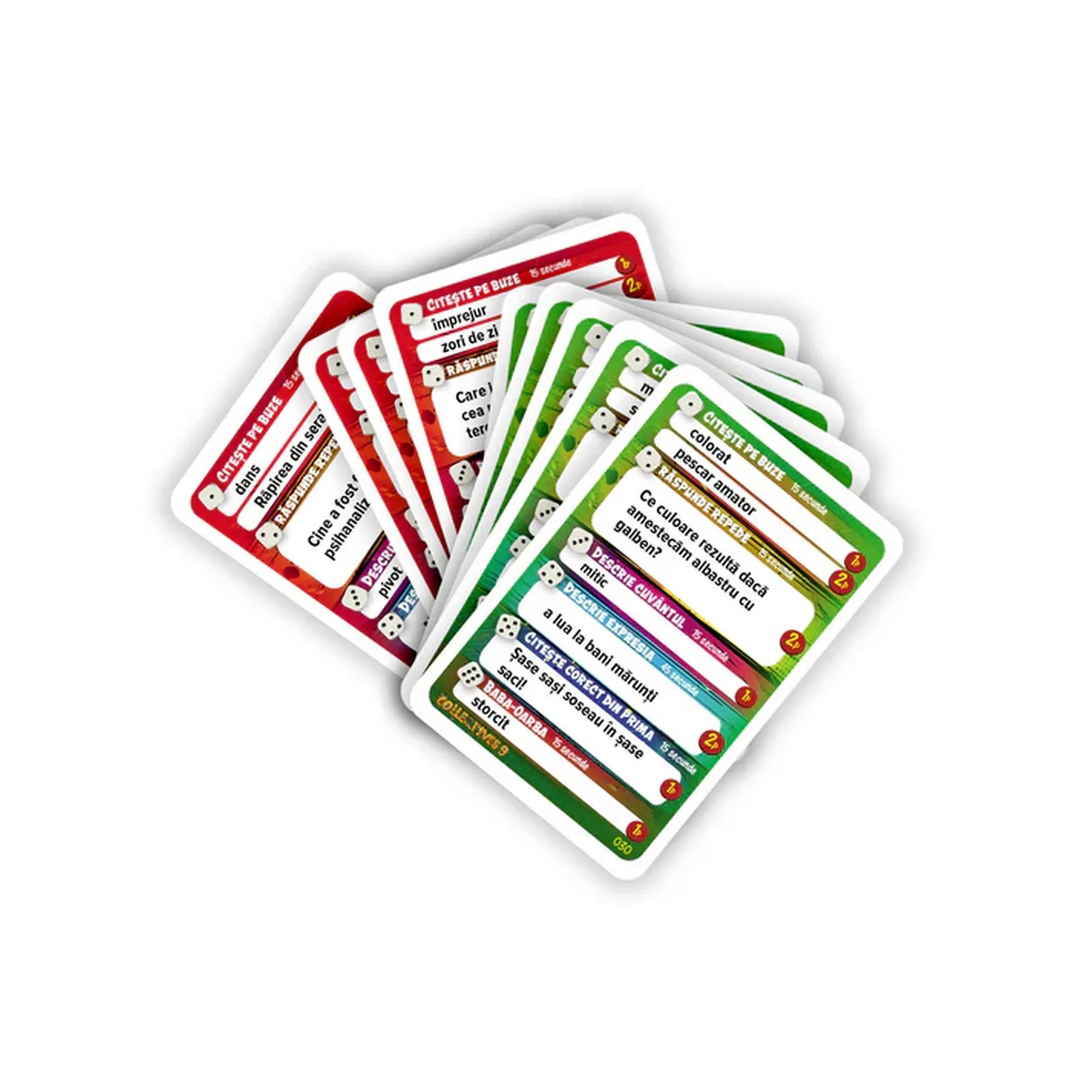 A Collectives 9 játék színes, kétoldalas kártyái, tele vicces és gondolkodtató feladatokkal.