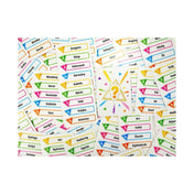 A Csak Egy társasjáték szókártyái színes elrendezésben, középen egy kérdőjeles kártyával. A lapokon különböző magyar szavak szerepelnek.