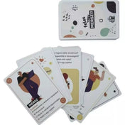 Eufória Feles vagy Mersz? kártyajáték színes lapjai, amelyek között kérdés- és feladatkártyák láthatók, illusztrált figurákkal.