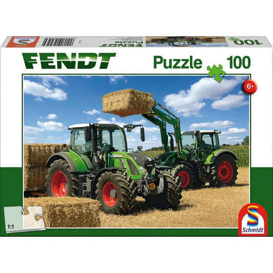 Puzzle Schmidt: Fendt - Fendt 724 Vario, Fendt 716 Vario Stivuitor Frontal Fendt Cargo, 100 piese cutie
