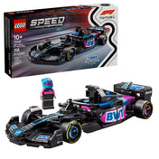 LEGO Speed Champions BWT Alpine F1 Team A524 versenyautó doboz és modell akcióban.