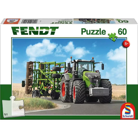 Puzzle Schmidt: Fendt - Fendt 1050 Vario cu Cultivator Amazone Cenius, 60 piese Fața cutiei