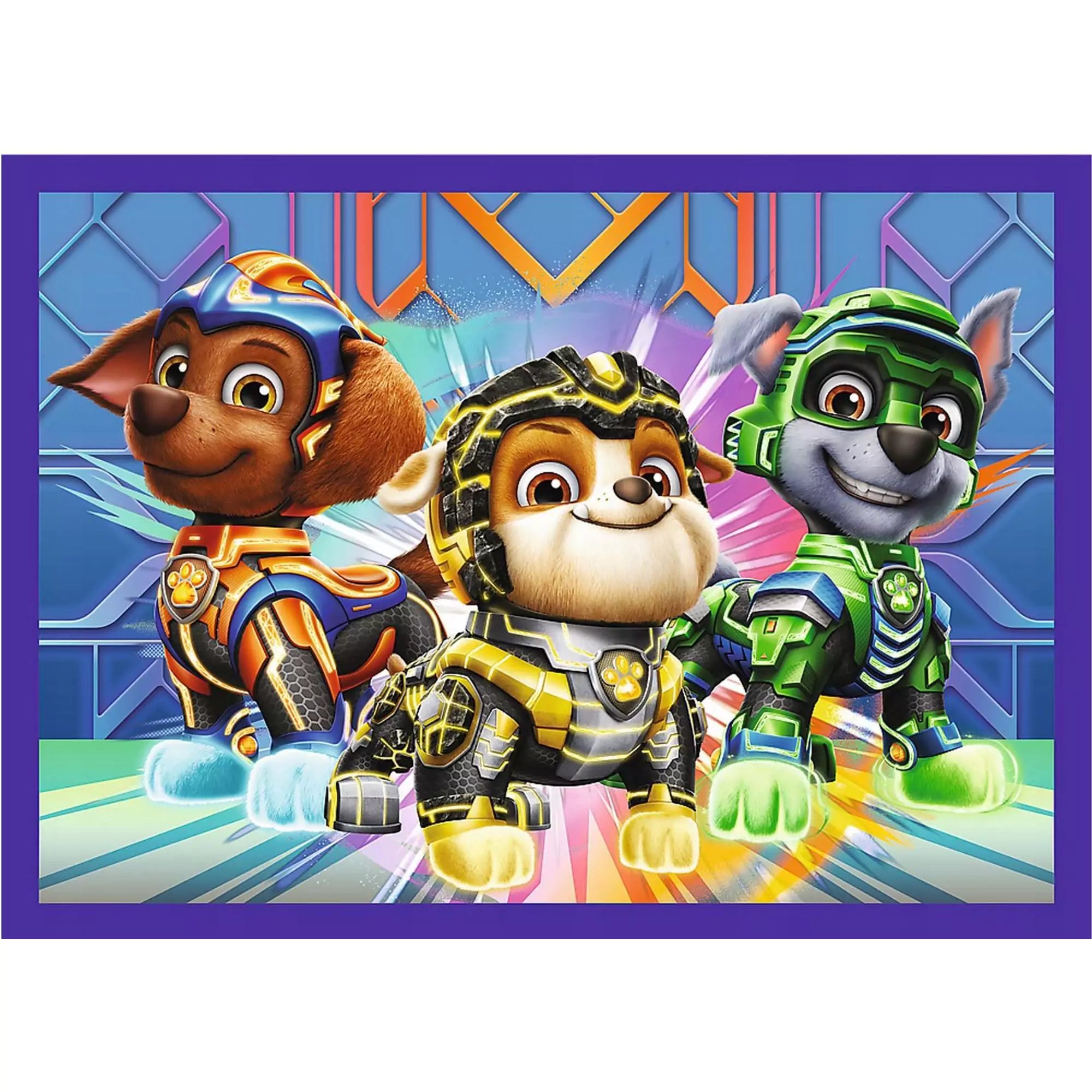 Mancs Őrjárat 4 az 1-ben puzzle – Küldetésre készen – Rocky, Chase és Zuma páncélos szerelésben, készen egy új küldetésre.
