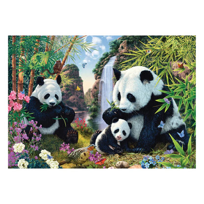 Puzzle Schmidt: Familia panda la cascada, 500 piese