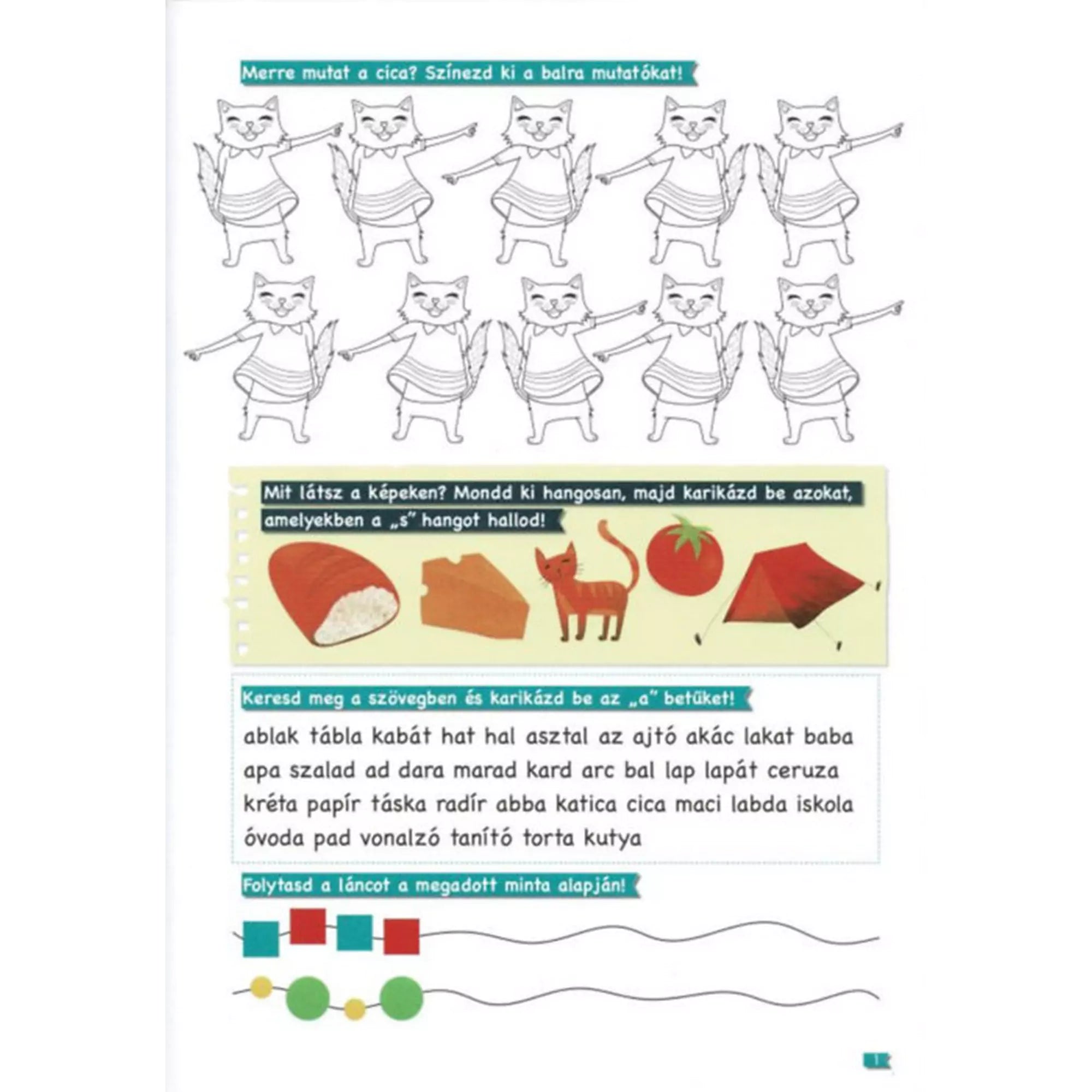 Feladatlap részlet a „Tanoda! Gyakorlófeladatok elsősöknek 1.” kiadványból, számolási és összeadásos gyakorlófeladatokkal illusztrálva.