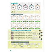 Óraolvasási és osztási gyakorlatokat tartalmazó oldal a Tanoda! Gyakorlófeladatok harmadikosoknak 2. füzetből.