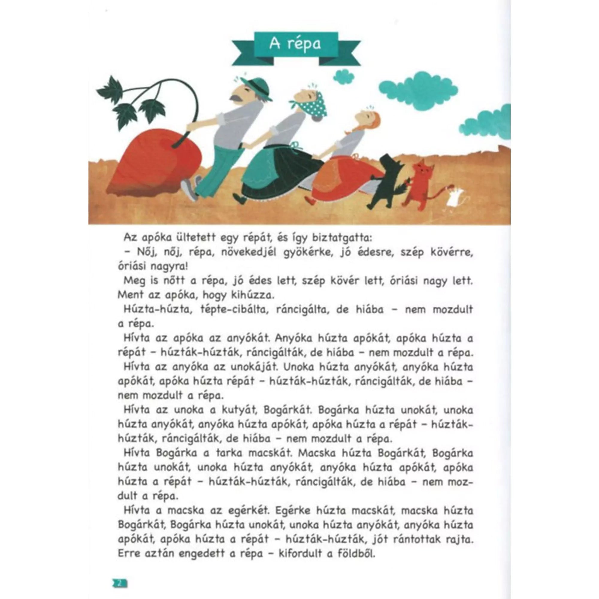 Tanoda – gyakorló feladatok másodikosoknak 2. meseolvasási feladatlap – „A répa” című mese illusztrációval és szöveggel, több bekezdésben elmesélve a történetet.