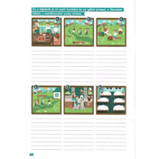 Oldal a Tanoda gyakorlófeladatok negyedikeseknek 1. kiadványból, képsorozattal és nyelvtani gyakorlatokkal, igék, főnevek és melléknevek megjelölésére.