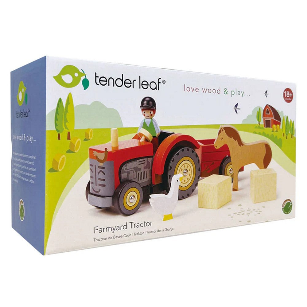 Tractorul cu remorcă, din lemn premium - Farmyard Tractor - 7 piese - TL8485