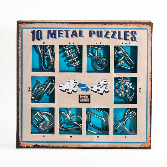 10 Metal Puzzles Set Albastru