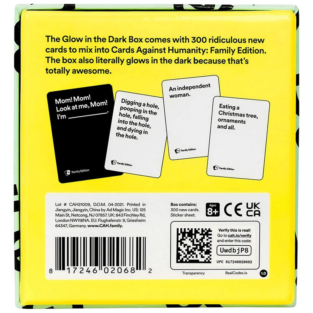 Cards Against Humanity Family Edition Glow in the Dark Box extensie