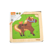 Puzzle din lemn cu 4 piese - Cal, Viga