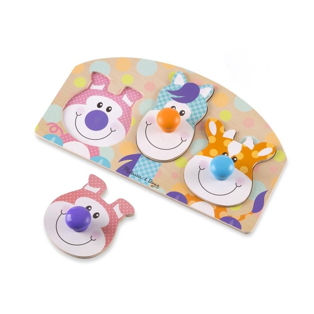 Melissa & Doug First Play Wooden Jumbo Knob Farm Animal Puzzle