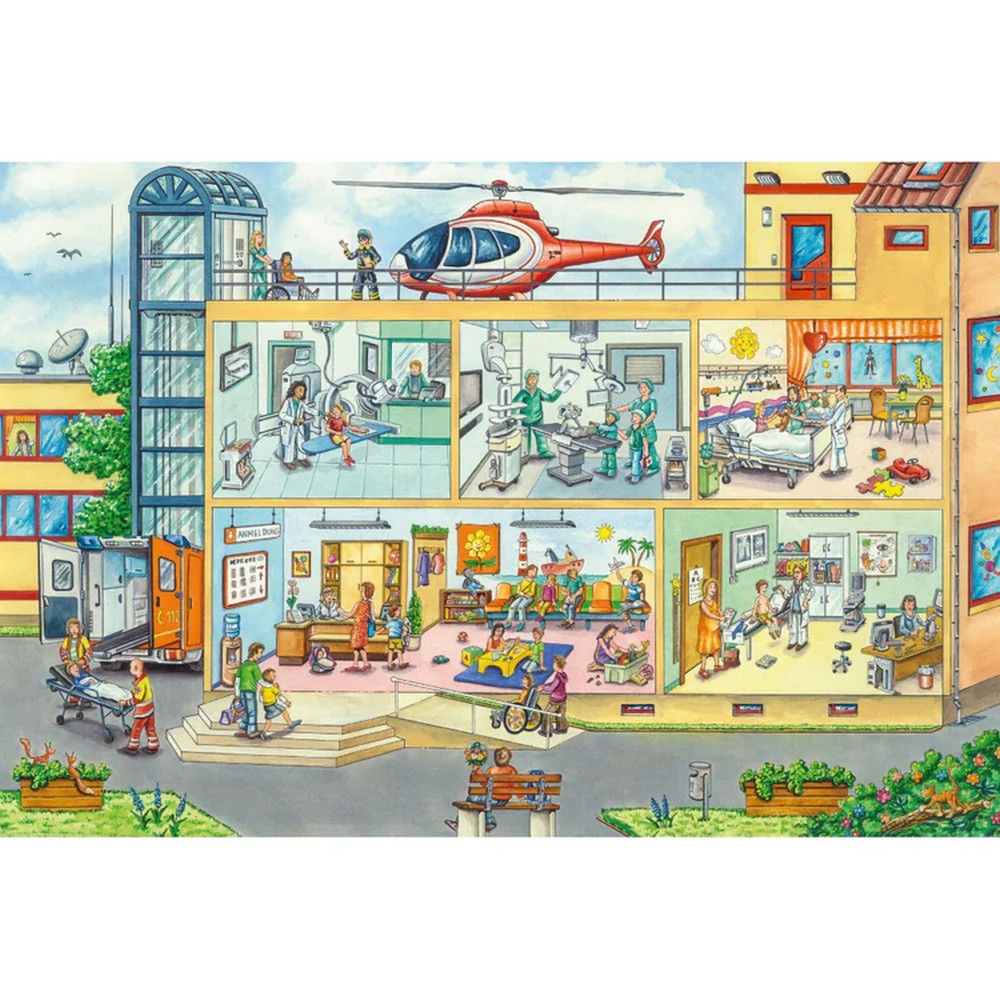 Puzzle Schmidt: In spitalul pentru copii, 40 piese + Cadou: Stetoscop