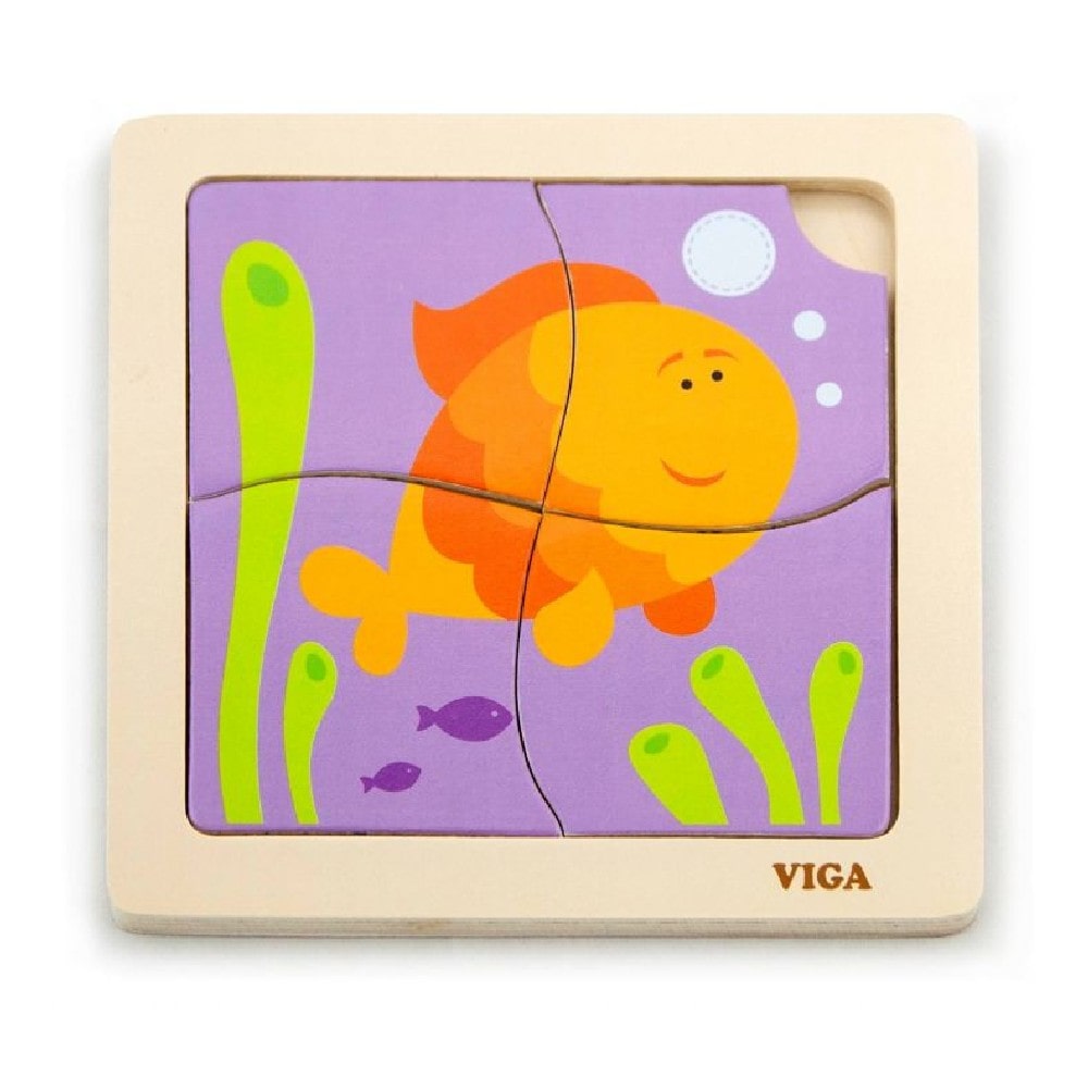 Puzzle din lemn din 4 piese mari - pește, Viga