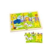 Puzzle din lemn - Animale safari, 24 piese, Viga