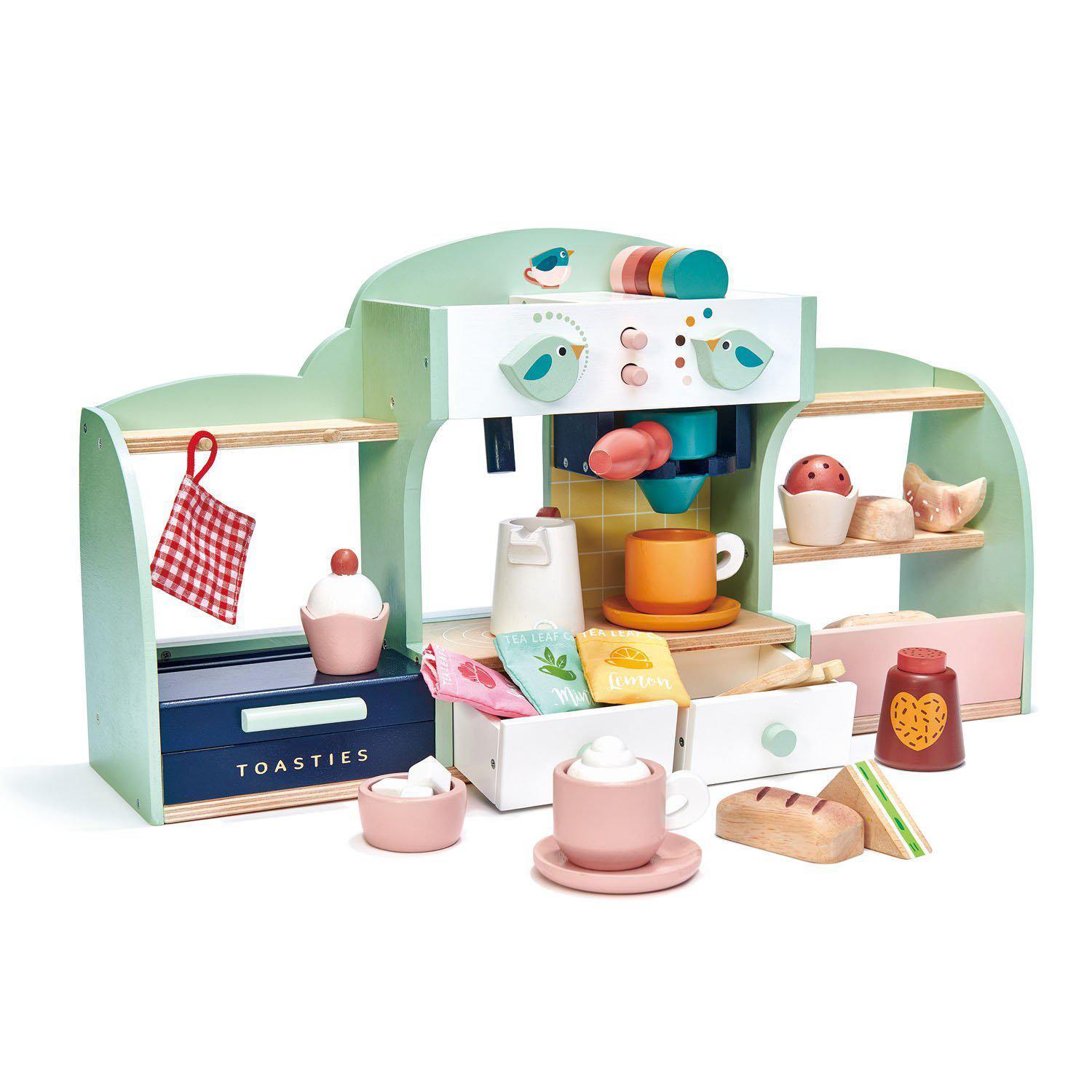 Cofetăria Cuibul păsărilor, din lemn premium - Mini Chef Bird's Nest Café - 43 piese, accesorii și autocolante bine elaborate - Tender Leaf Toys-Tender Leaf Toys-2-Jocozaur