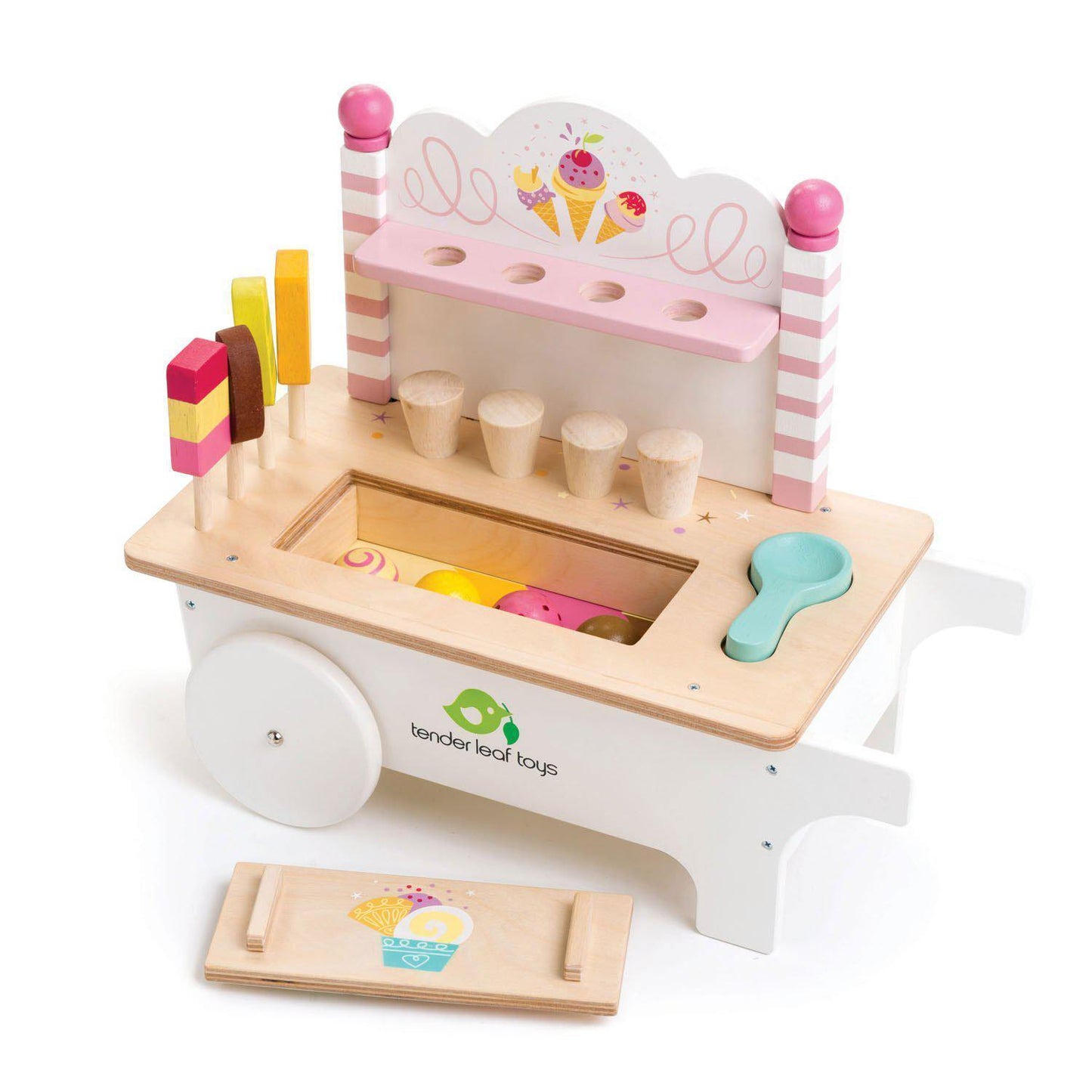 Căruciorul cu înghețată , din lemn premium - Ice Cream Cart- 15 piese - Tender Leaf Toys-Tender Leaf Toys-2-Jocozaur