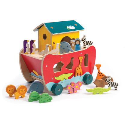 Arca lui Noe - Sortarea animalelor, din lemn premium - Noah's Shape Sorter Ark - 23 de piese - Tender Leaf Toys-Tender Leaf Toys-2-Jocozaur