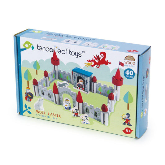 Castelul lupilor, din lemn premium -Wolf Castle - 40 piese -Tender Leaf Toys-Tender Leaf Toys-1-Jocozaur