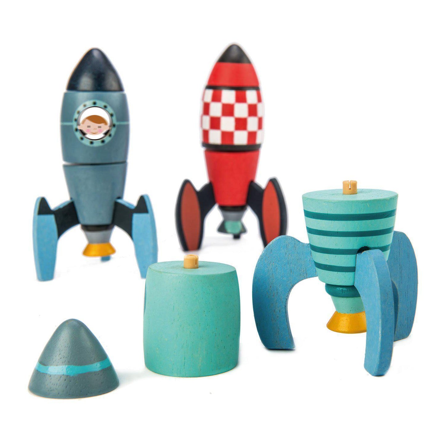 Joc de construit rachetă, din lemn premium - Rocket Construction - 18 piese - Tender Leaf Toys-Tender Leaf Toys-4-Jocozaur