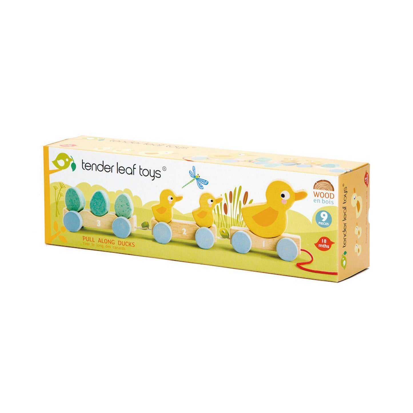 Trenuleț tractabil cu rățuște, din lemn premium - Pull Along Ducks - 9 piese - Tender Leaf Toys-Tender Leaf Toys-1-Jocozaur