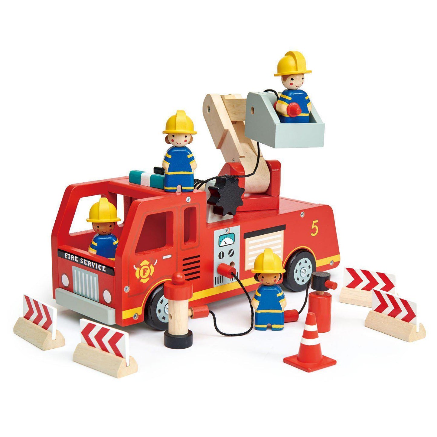 Mașină de pompieri, din lemn premium - Fire Engine - 14 piese -Tender Leaf Toys-Tender Leaf Toys-2-Jocozaur