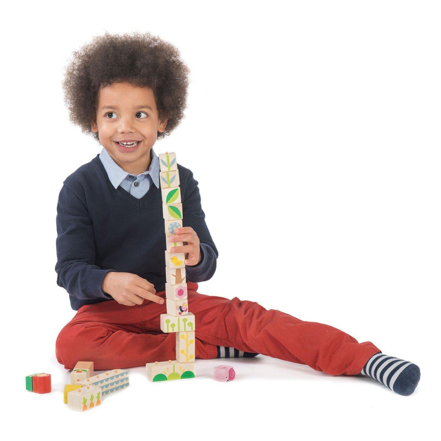 Cuburi stivuibile cu ilustrații din grădină, din lemn premium - Garden Blocks - 24 piese - Tender Leaf Toys-Tender Leaf Toys-5-Jocozaur