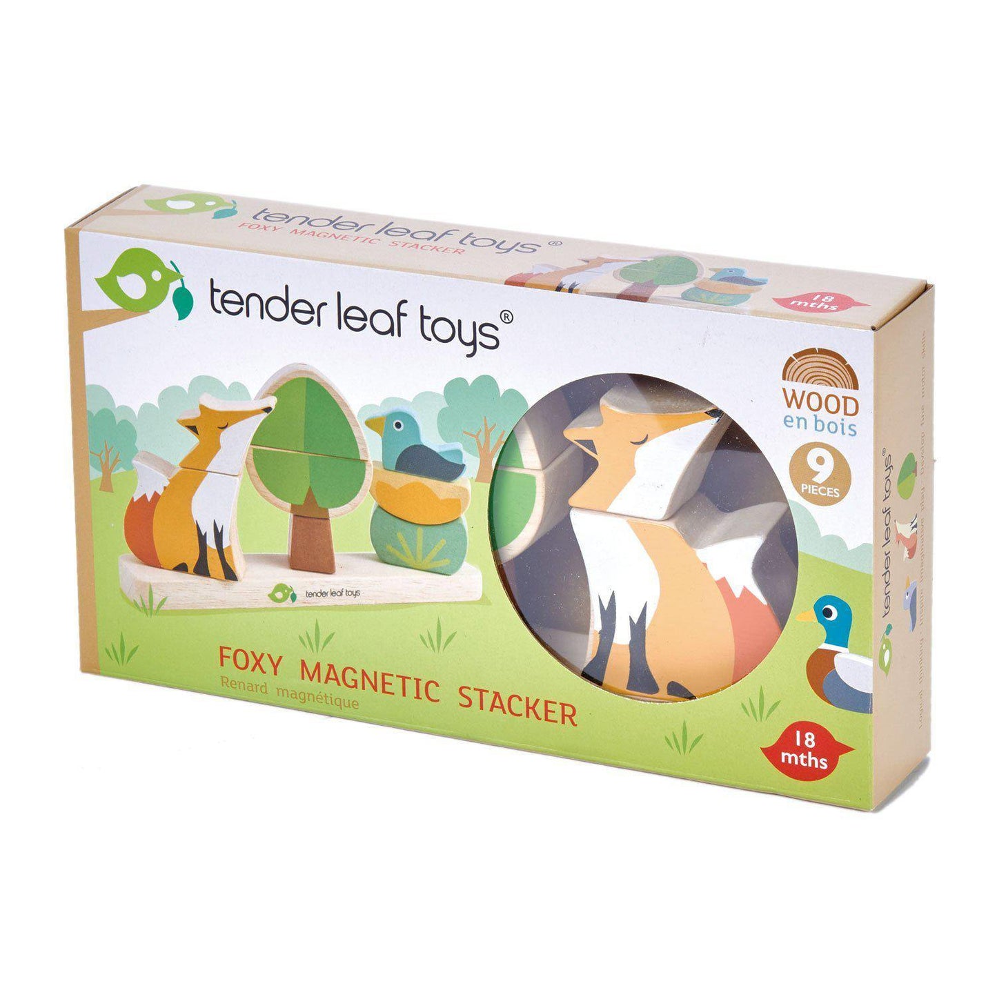 Puzzle educativ magnetic Vulpea în pădure, din lemn premium - Foxy Magnetic Stacker - 8 piese - Tender Leaf Toys-Tender Leaf Toys-1-Jocozaur