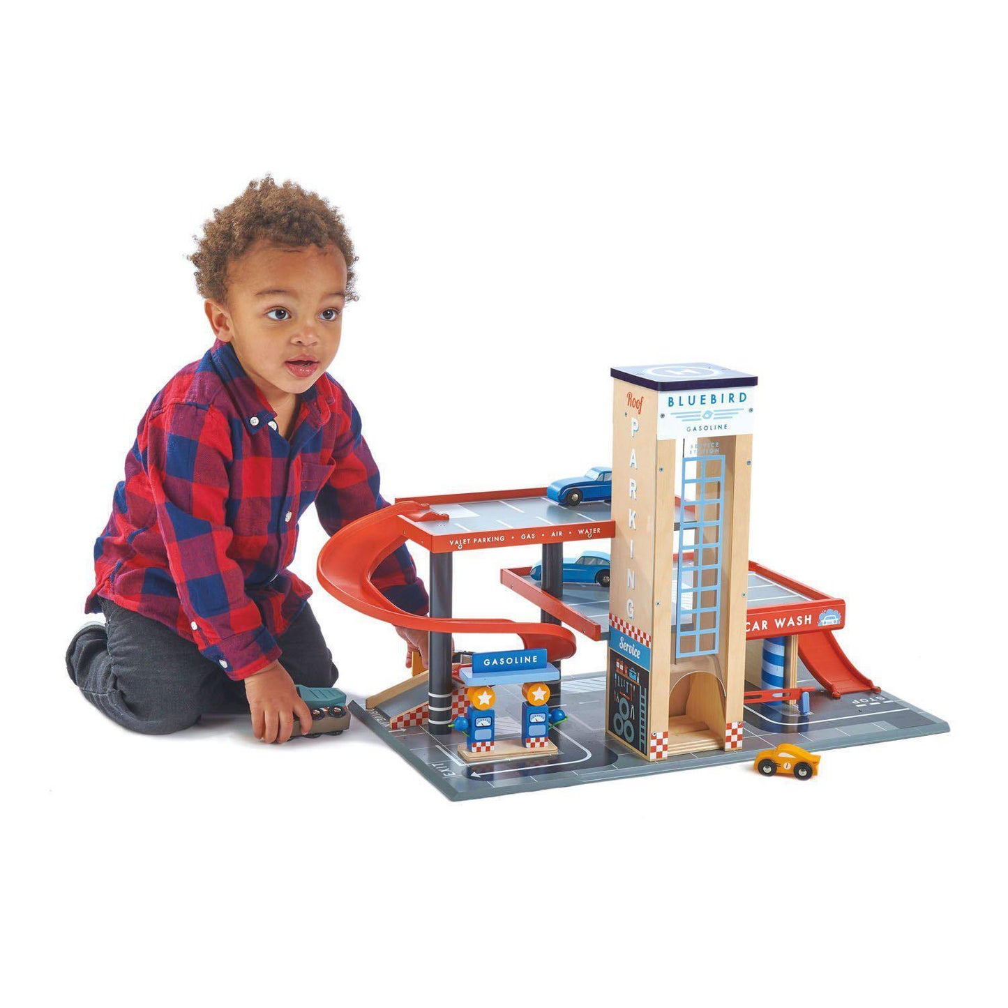 Stația Service Blue Bird , din lemn premium - Blue Bird Service Station - 5 piese - Tender Leaf Toys-Tender Leaf Toys-7-Jocozaur