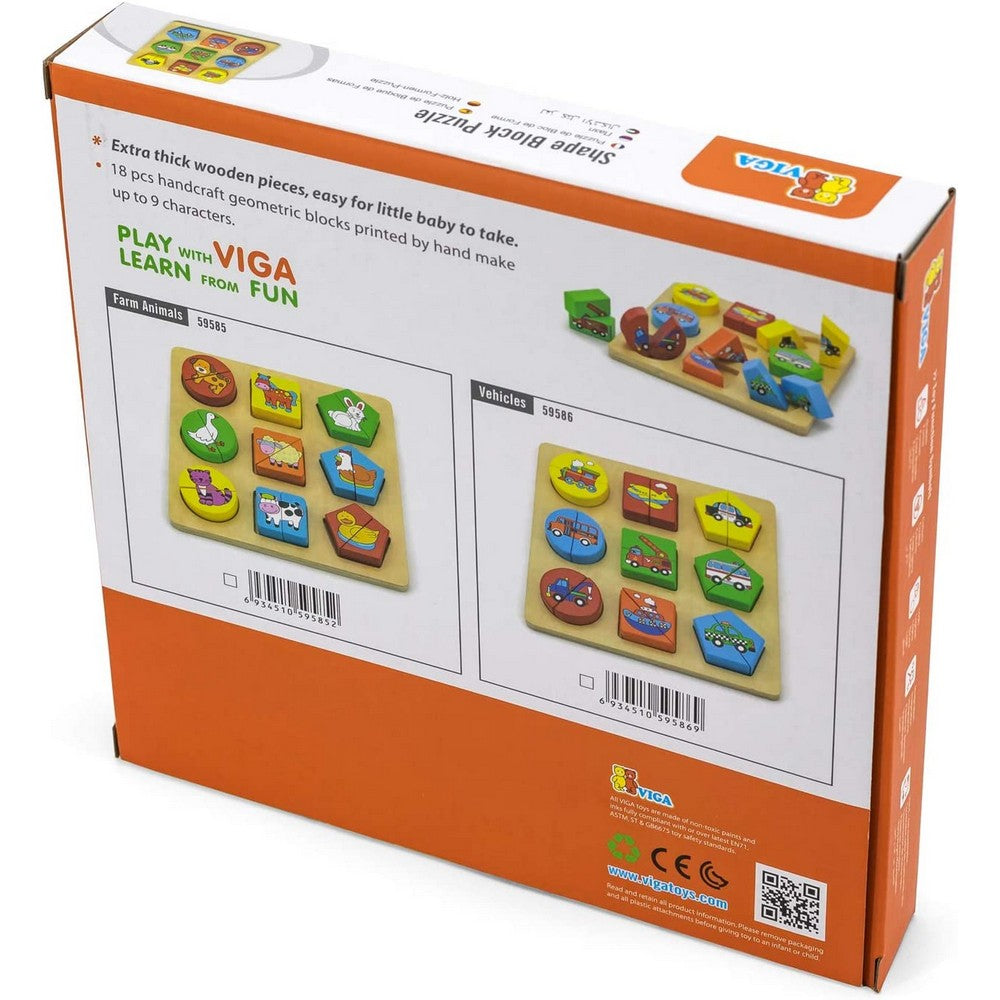 Puzzle din cuburi din lemn cu mijloace de transport, Viga