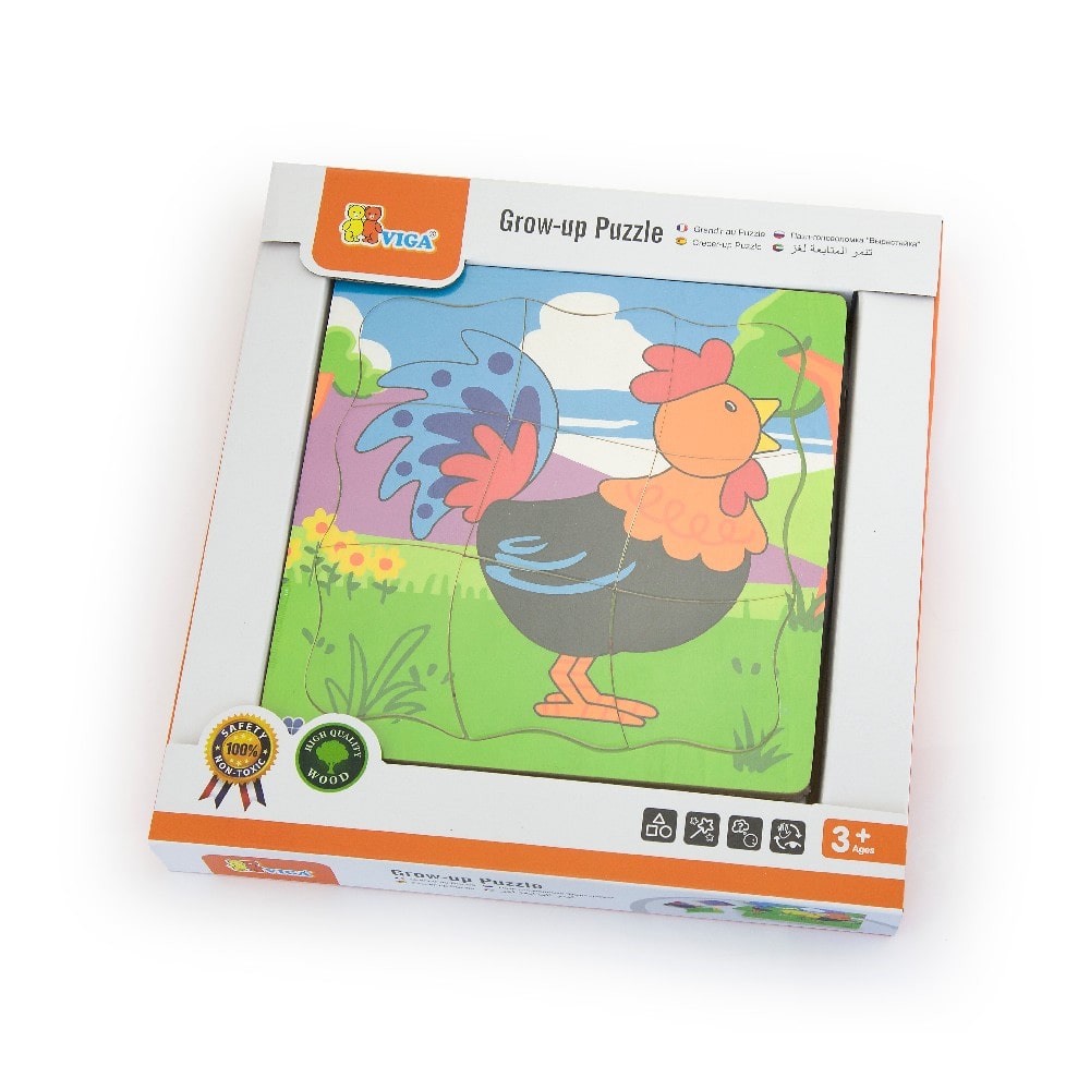 Puzzle stratificat de 4 piese - De la ou la cocoș, Viga