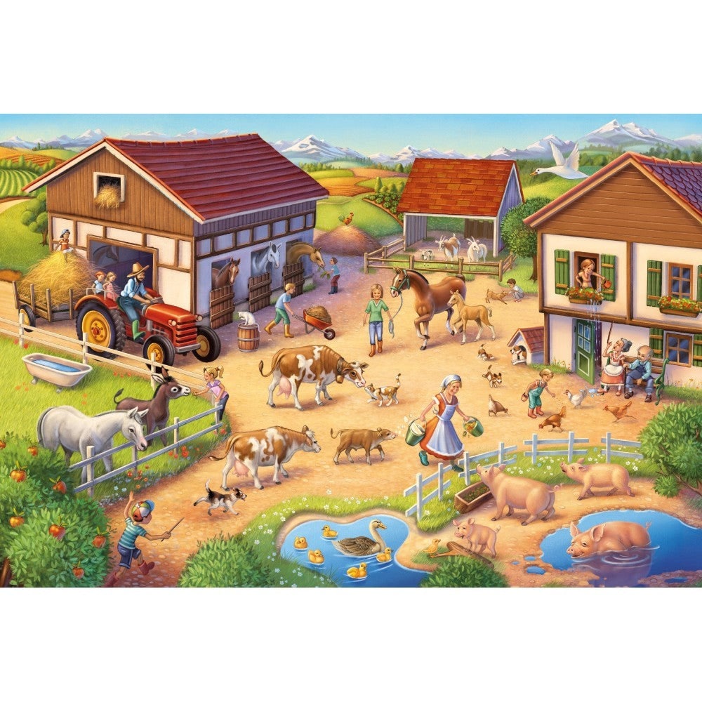 Puzzle Schmidt: Ferma, 40 piese + Cadou: figurine animale