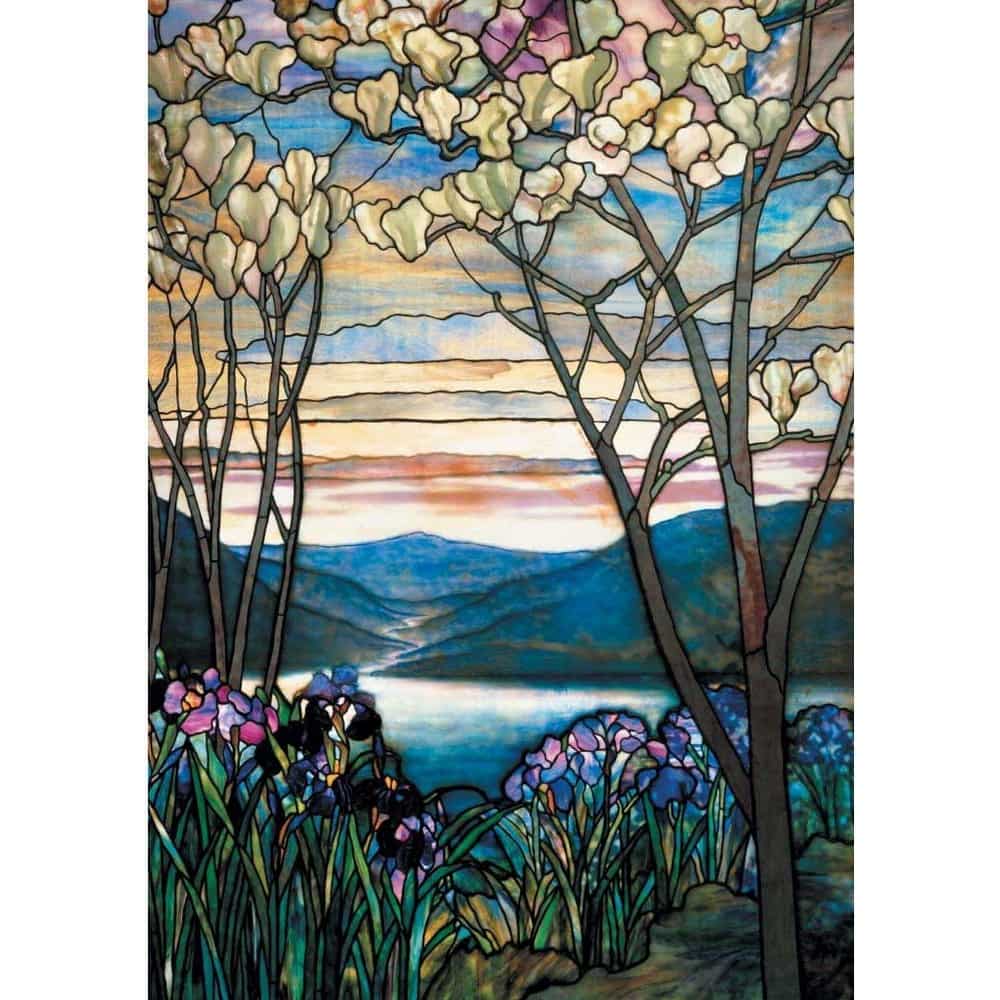 Puzzle 1000 de piese Tiffany - Magnolia și iris