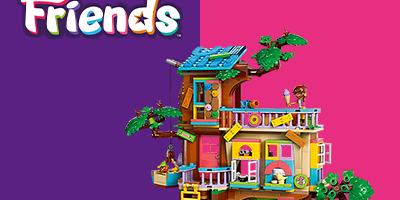 LEGO® Friends: színes lombház szett minifigurákkal és kiegészítőkkel, amely kreatív és szórakoztató kalandokat kínál a gyerekeknek.
