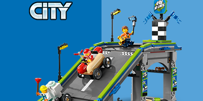 LEGO® City: izgalmas versenypálya szett, járművekkel és karakterekkel, hogy a gyerekek átélhessék a városi kalandok izgalmát.
